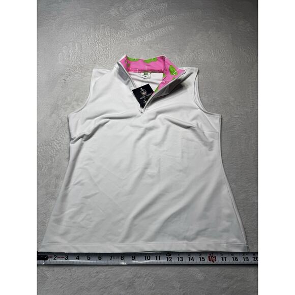 Sailor-Sailor Britt Sleeveless Golf Top White Golf Life Pink SZ S UPF 50+ NWT - Picture 9 of 12